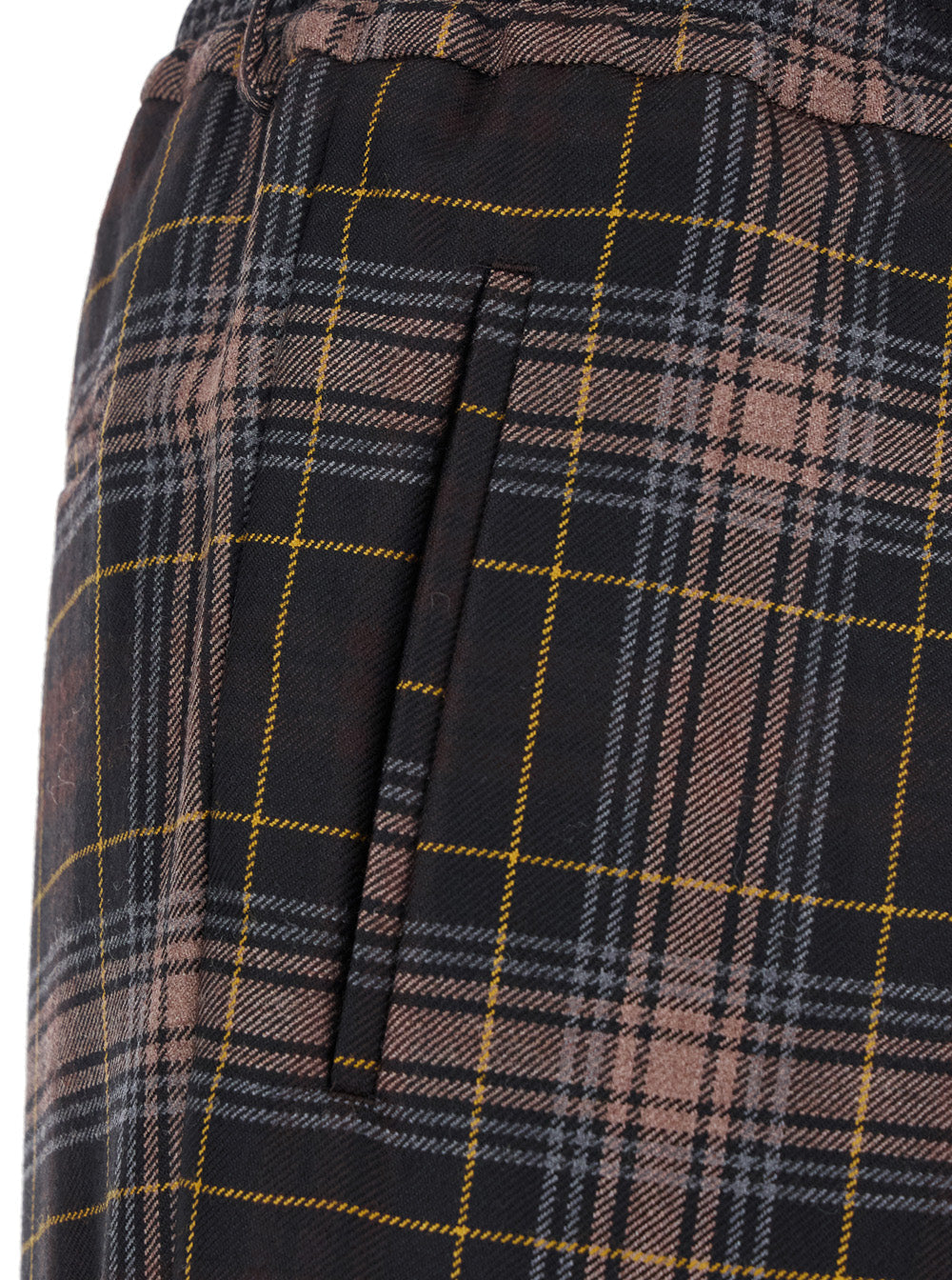 Fendi Men Brown Pants With All-Over Tartan Motif In Wool Man
