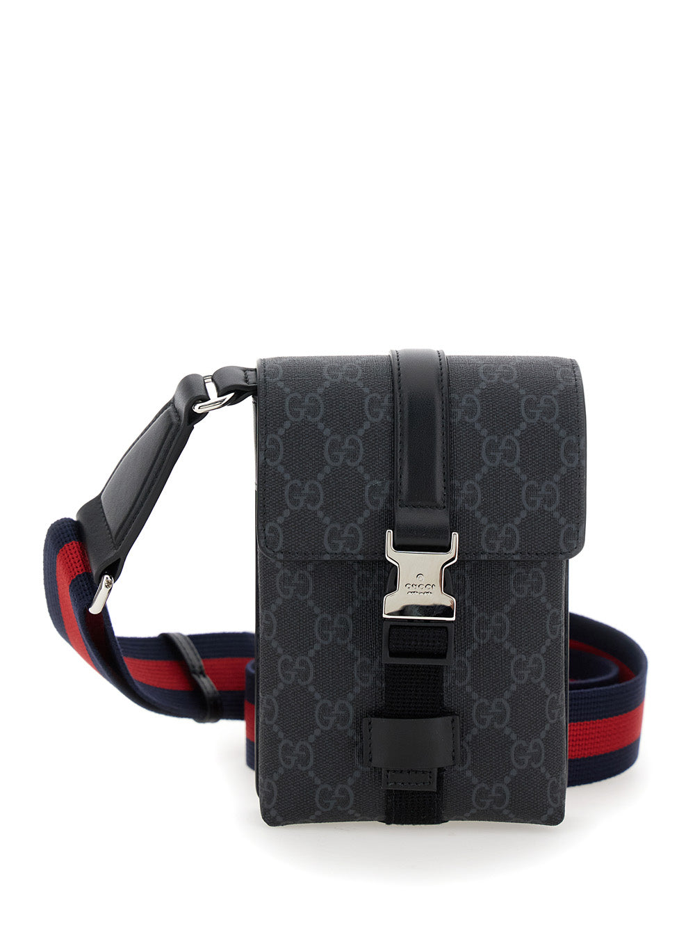 Gucci Men Black Crossbody Bag With All-Over Gg  Print In Tech Fabric And Cotton Blend Man