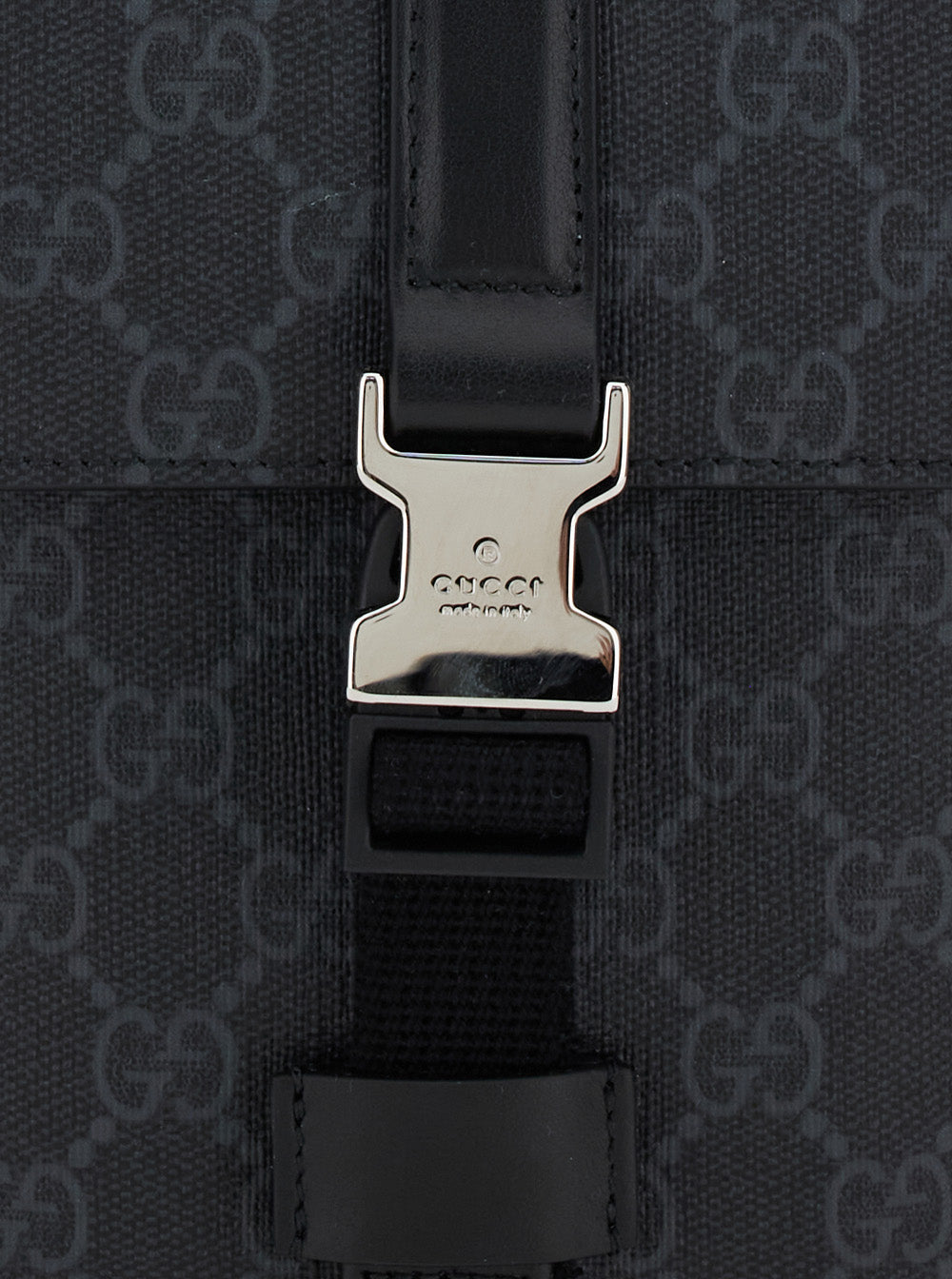 Gucci Men Black Crossbody Bag With All-Over Gg  Print In Tech Fabric And Cotton Blend Man