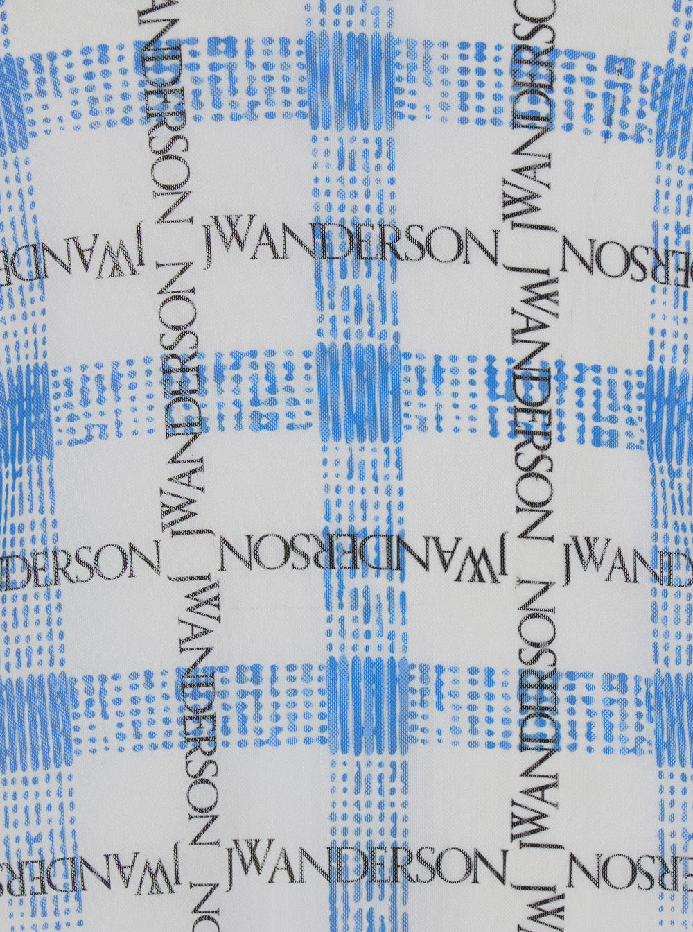 Jw Anderson Men Light Blue Turtleneck T-Shirt With All-Over Check Motif And All-Over Logo Print In Tech Fabric Stretch Man