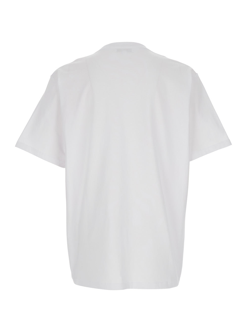 Jw Anderson Men White Crewneck T-Shirt With Logo Embroidery On The Front In Cotton Man
