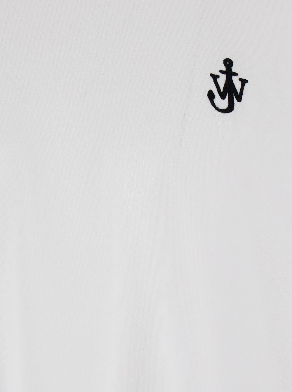Jw Anderson Men White Crewneck T-Shirt With Logo Embroidery On The Front In Cotton Man