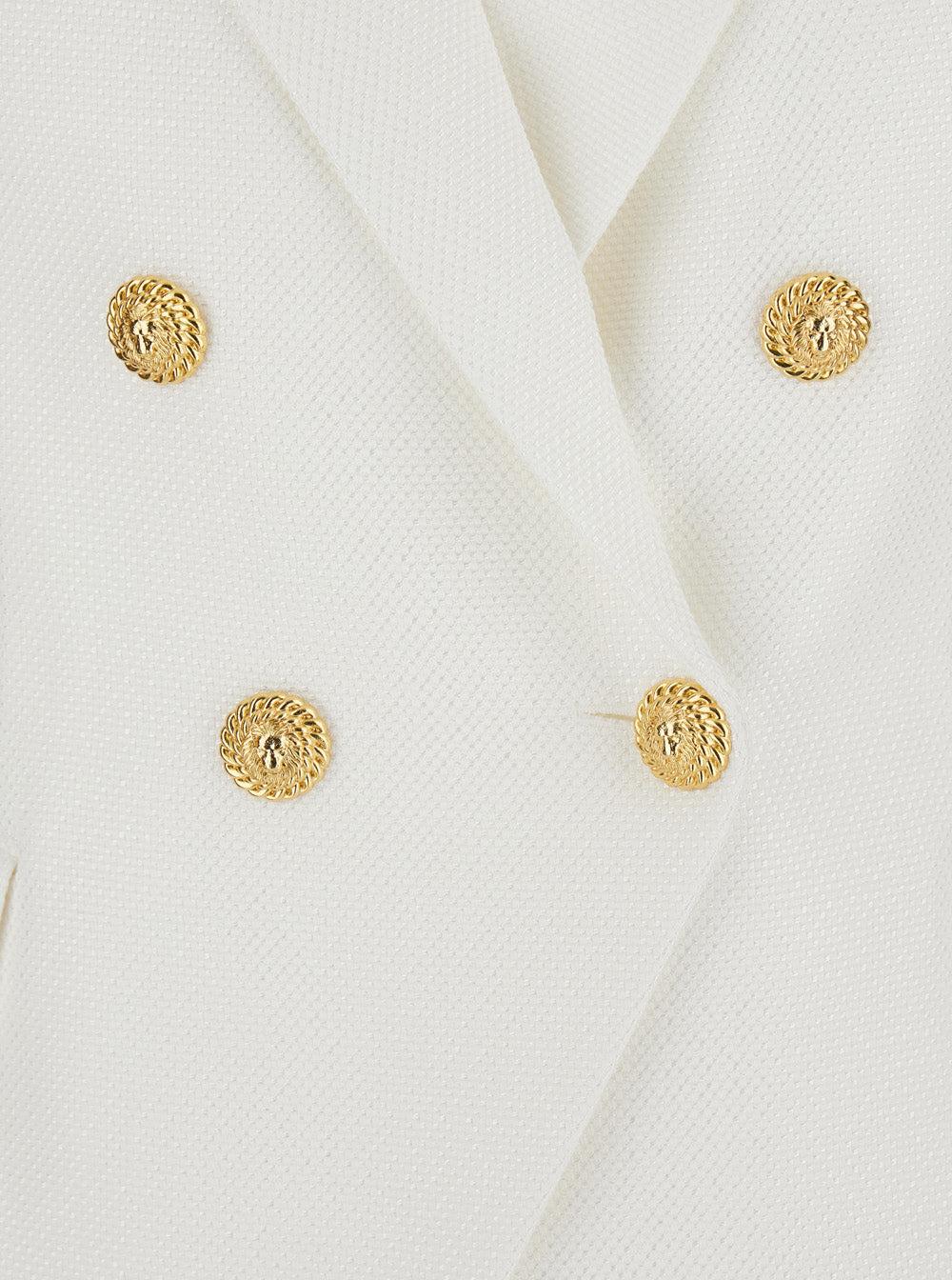 Balmain Women White Double-Breasted Jacket With Peak Lapels And Logo Buttons In Fabric Women