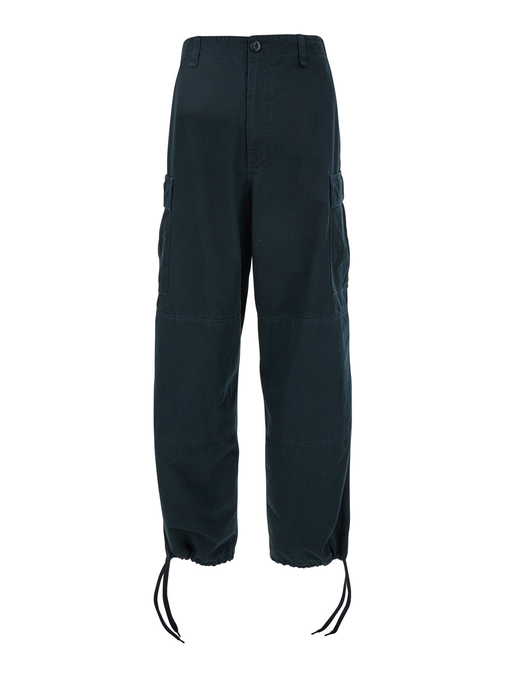 Balenciaga Men Blue Pants With Drawstring Waist And Cargo Pockets In Cotton Man