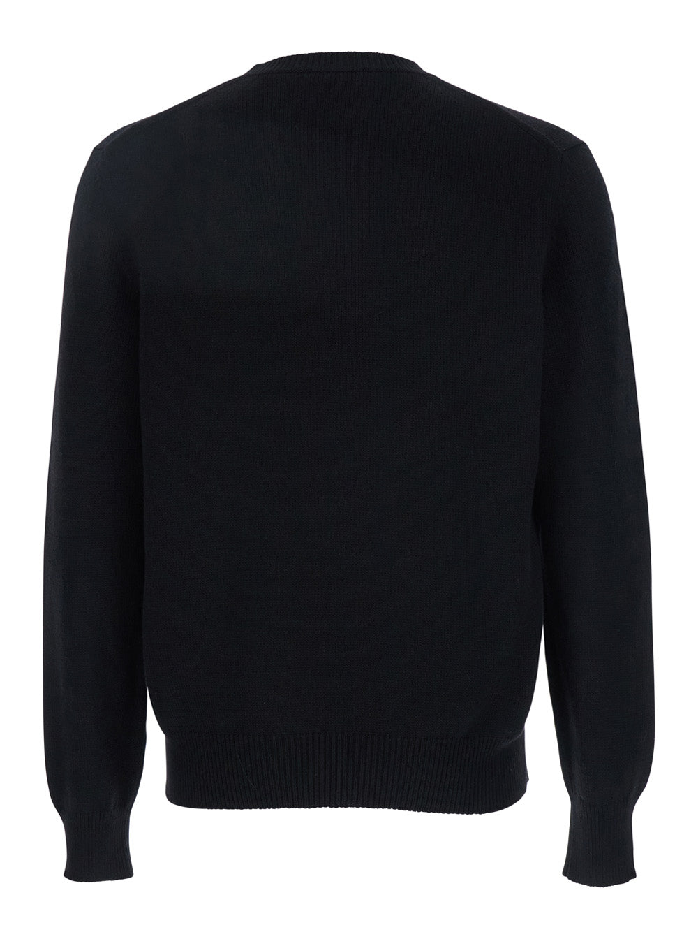 Gucci Men Black Crewneck Sweater With Gg Logo Embroidered On The Front In Wool And Cashmere Blend Man