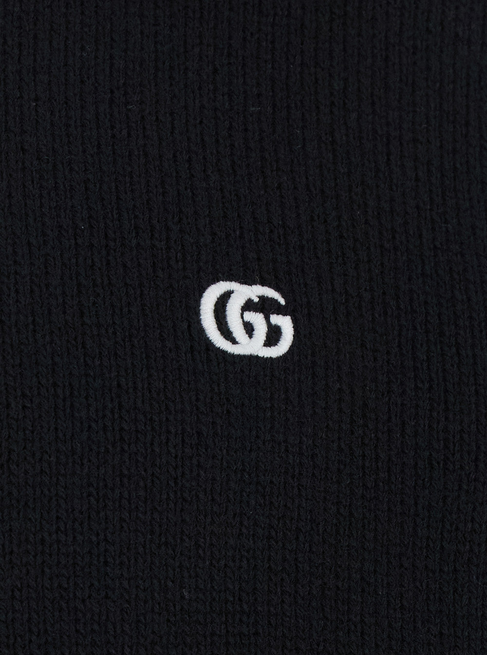 Gucci Men Black Crewneck Sweater With Gg Logo Embroidered On The Front In Wool And Cashmere Blend Man