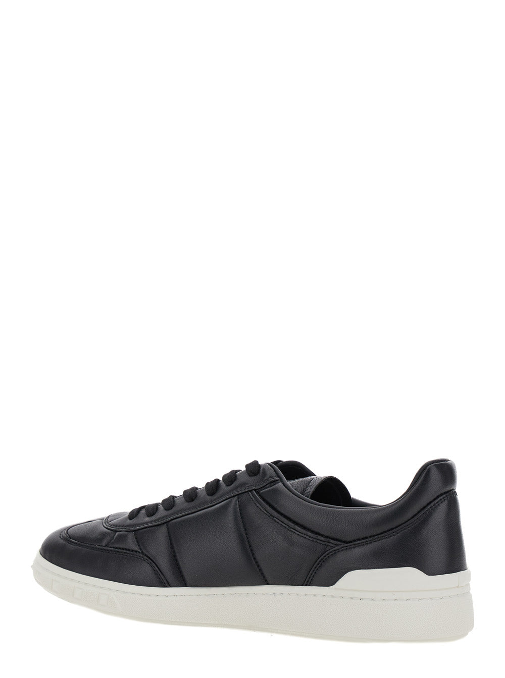 Valentino Garavani Men 'Upvillage' Black Low Top Sneakers With Screen Printed Logo In Leather Man