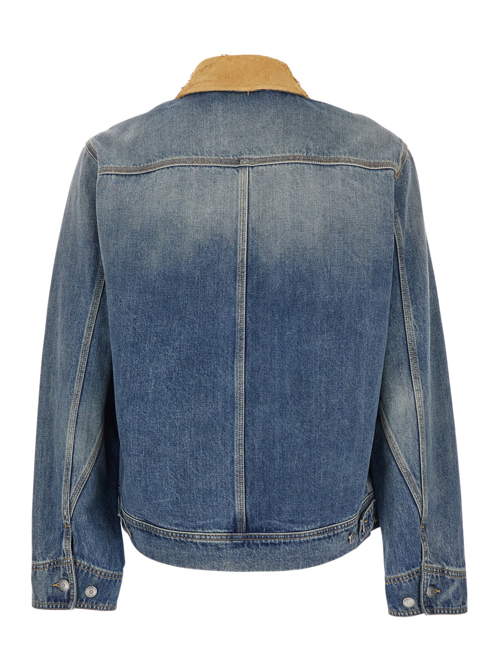 Alexander Mcqueen Men Blue Jacket With Classic Collar In Denim Man