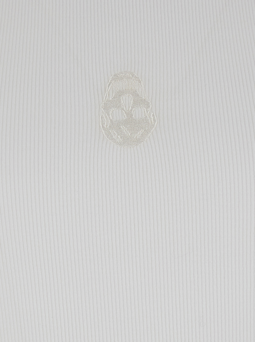 Alexander Mcqueen Men White Top With Upside Down Skull Embroidery On The Front In Cotton Jersey Man