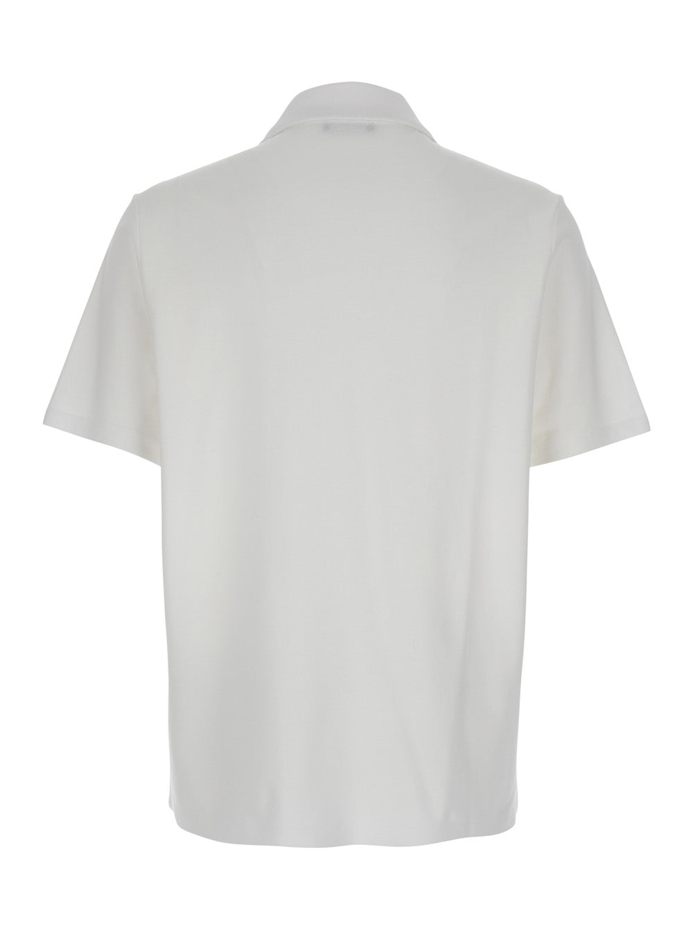 Balmain Men White Polo Shirt With Collar And Coin Print On The Front In Cotton Man