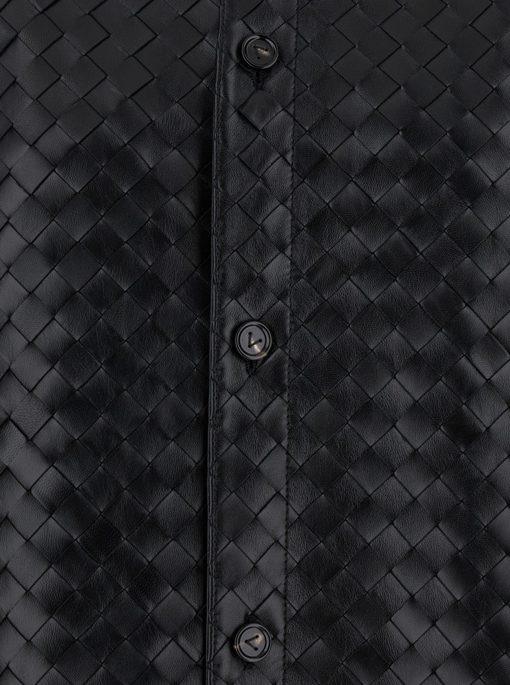 Bottega Veneta Women Black Shirt With All-Over Woven Pattern In Leather Woman