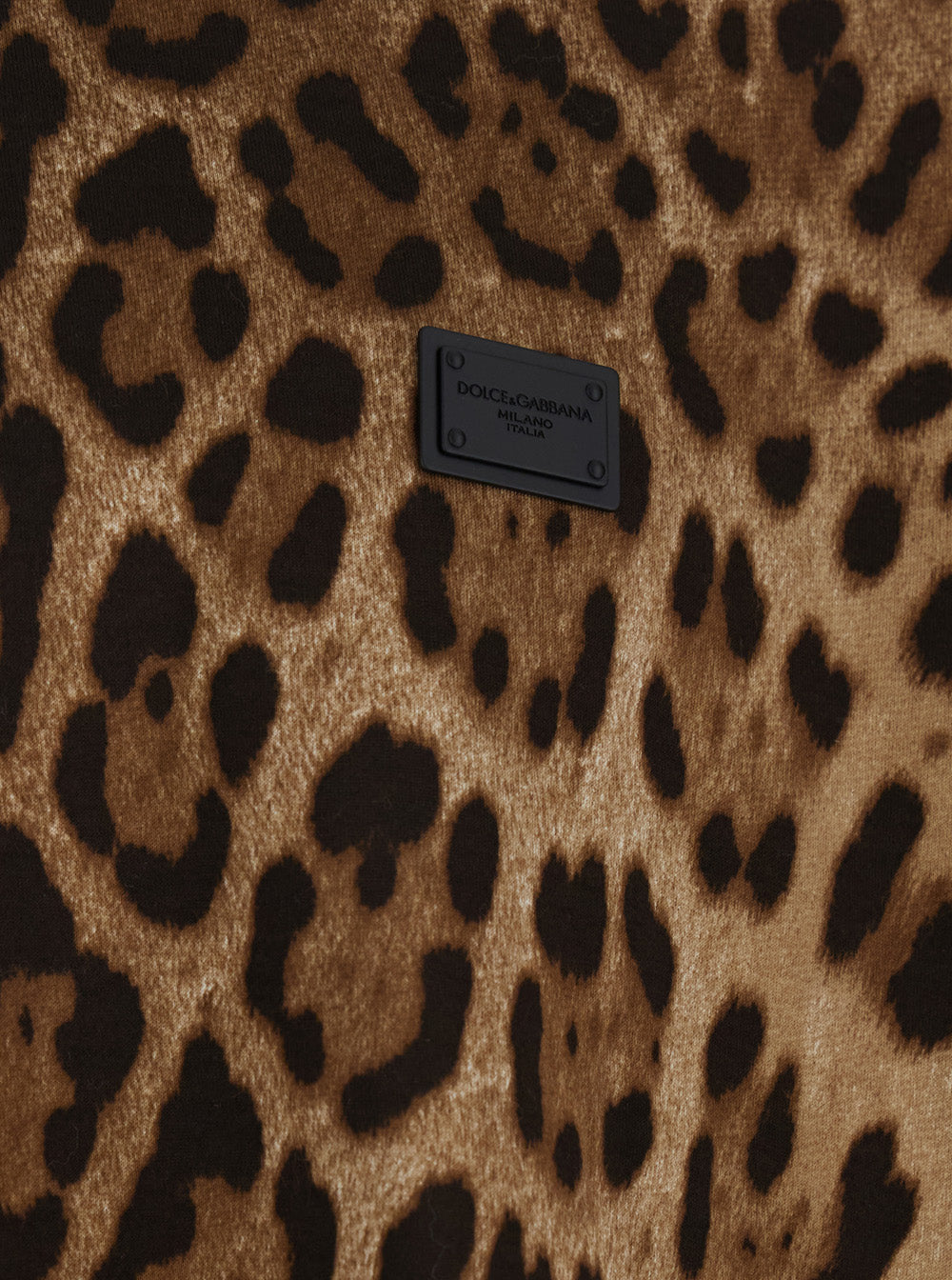 Dolce & Gabbana Men Brown T-Shirt With All-Over Leopard Motif In Cotton Man