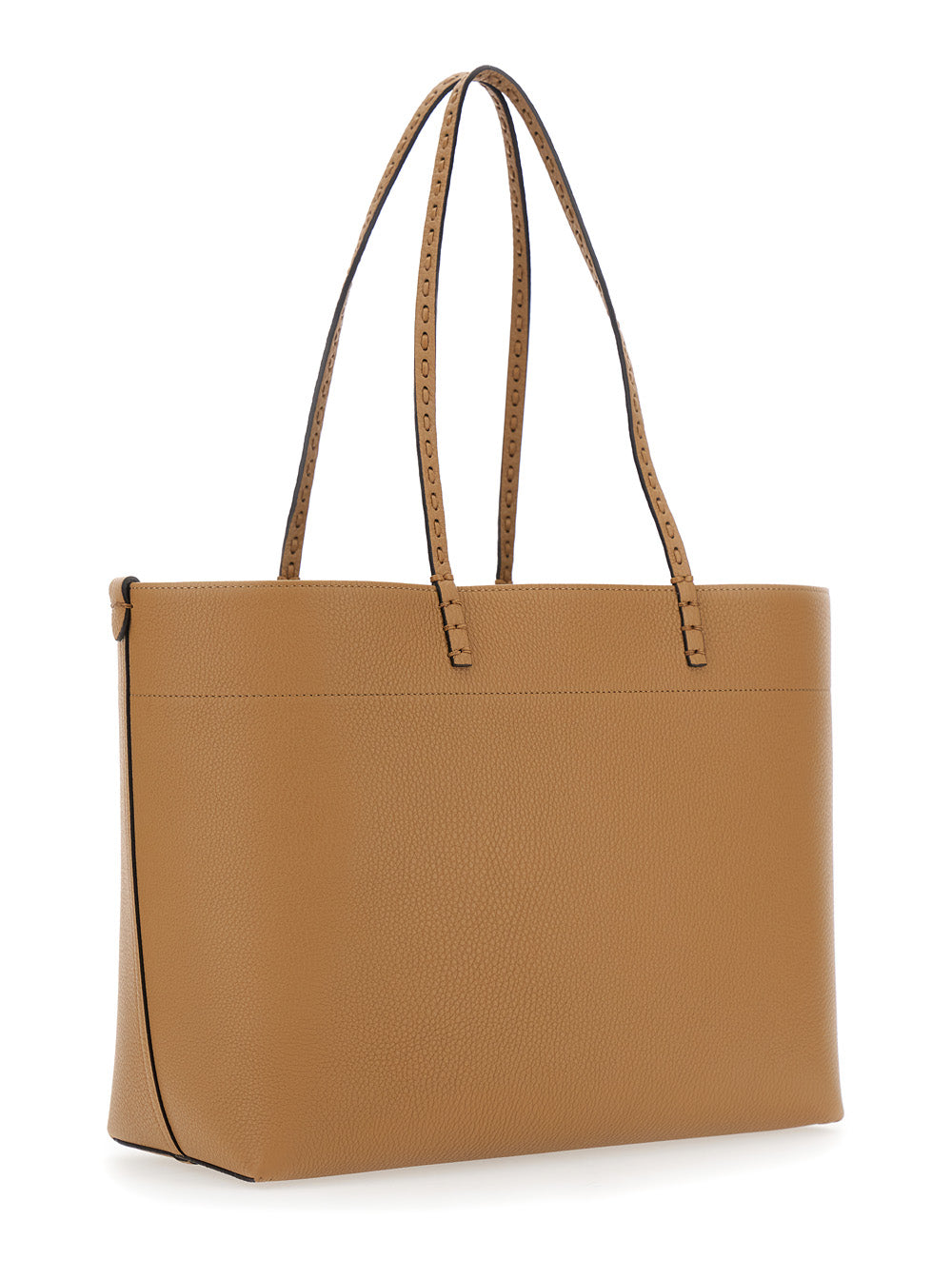 Fendi Women 'Roll Medium' Brown Shopper With Flat Handles And Embossed Logo In Leather Woman