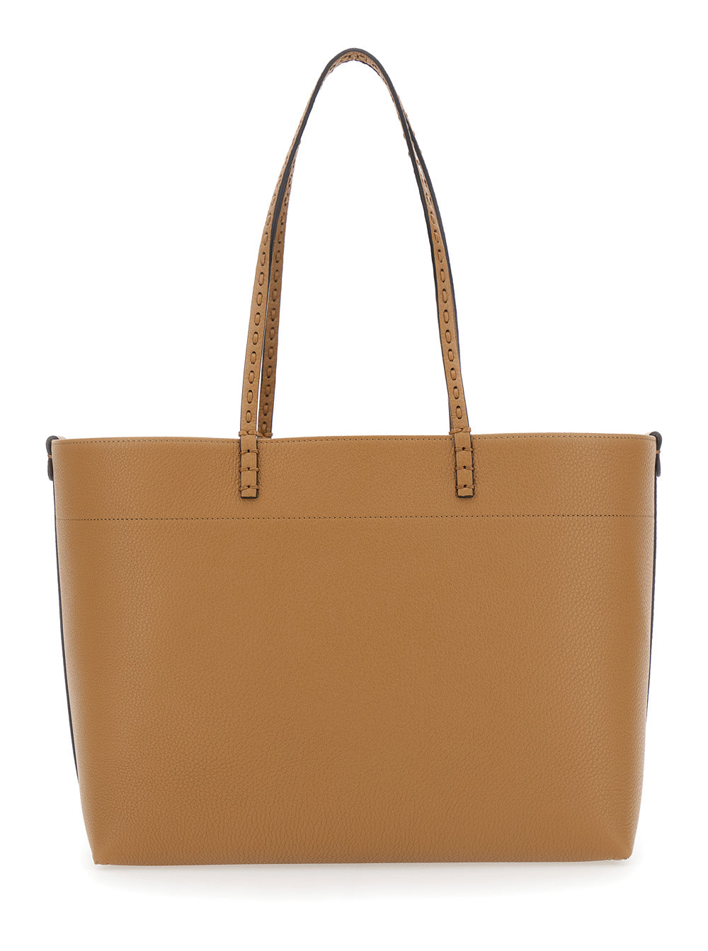 Fendi Women 'Roll Medium' Brown Shopper With Flat Handles And Embossed Logo In Leather Woman