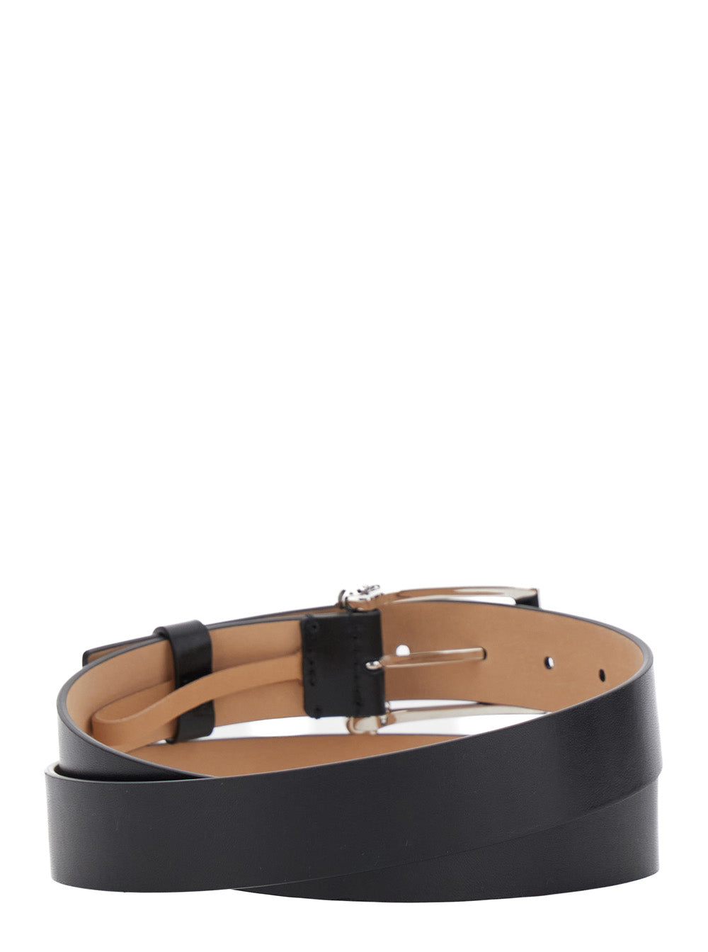 Alexander Mcqueen Men 'Twin Skull' Black Belt With Logo Detail On The Buckle In Leather Man