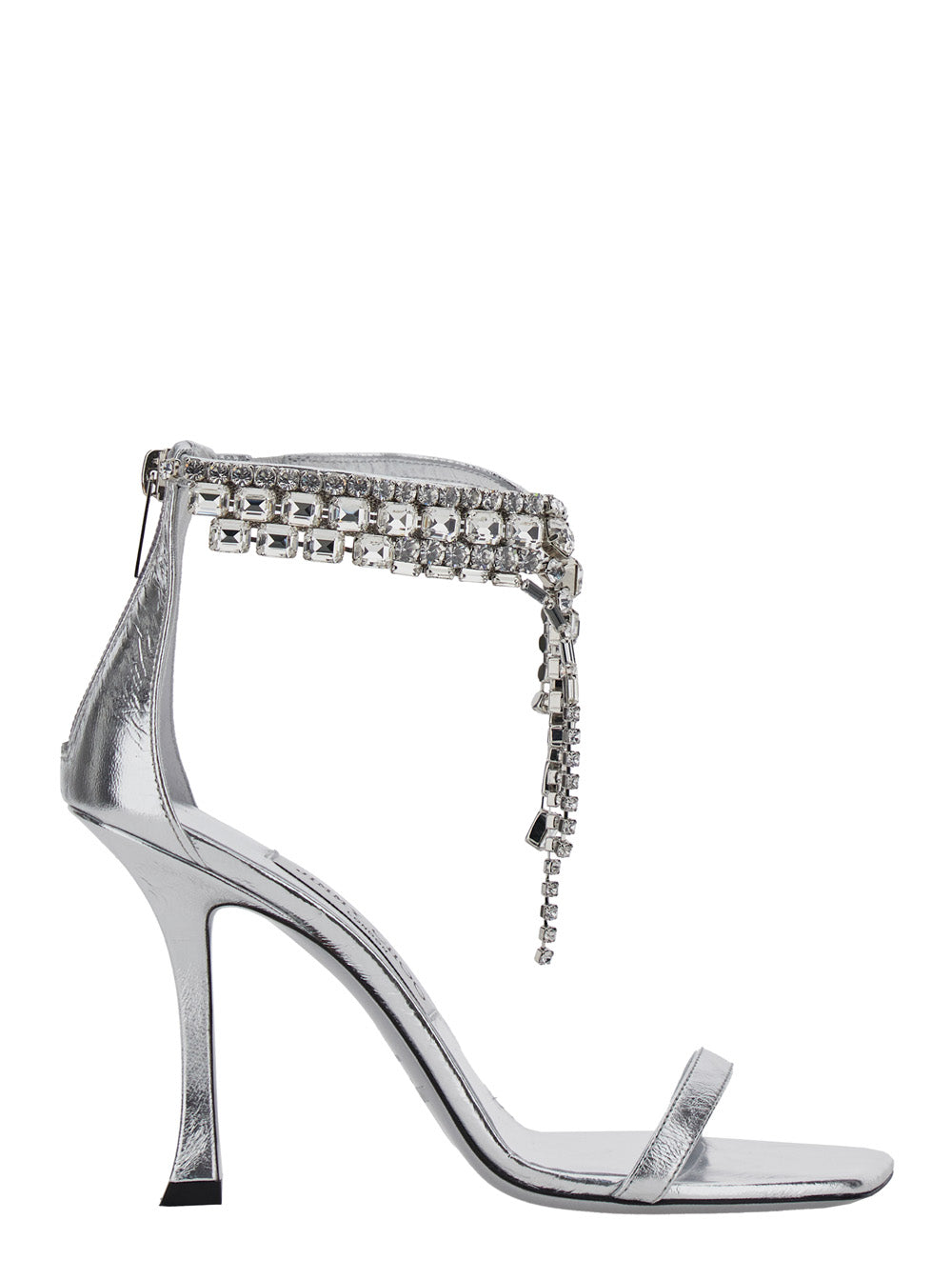 Jimmy Choo Women 'Verity' Metallic Sandals With High Stiletto Heel In Leather And Crystal Woman