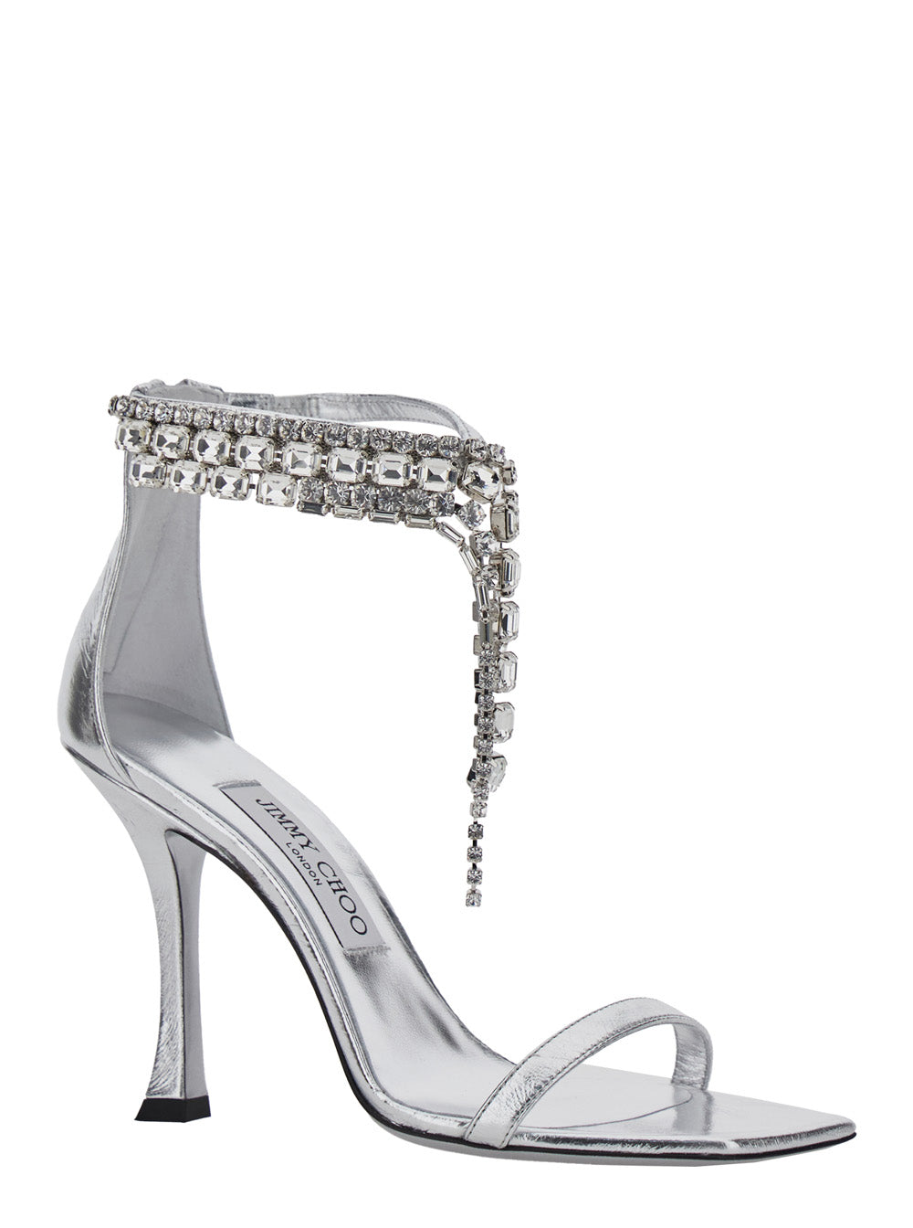 Jimmy Choo Women 'Verity' Metallic Sandals With High Stiletto Heel In Leather And Crystal Woman