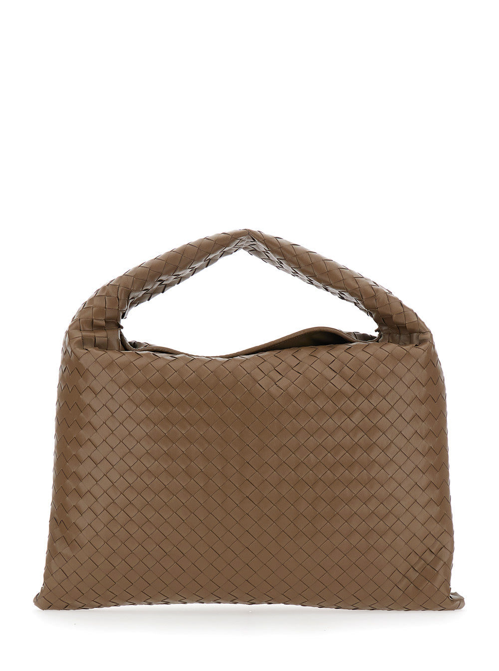Bottega Veneta Women 'Hop Large' Brown Shoulder Bag With All-Over Intreccio Motif In Leather Woman