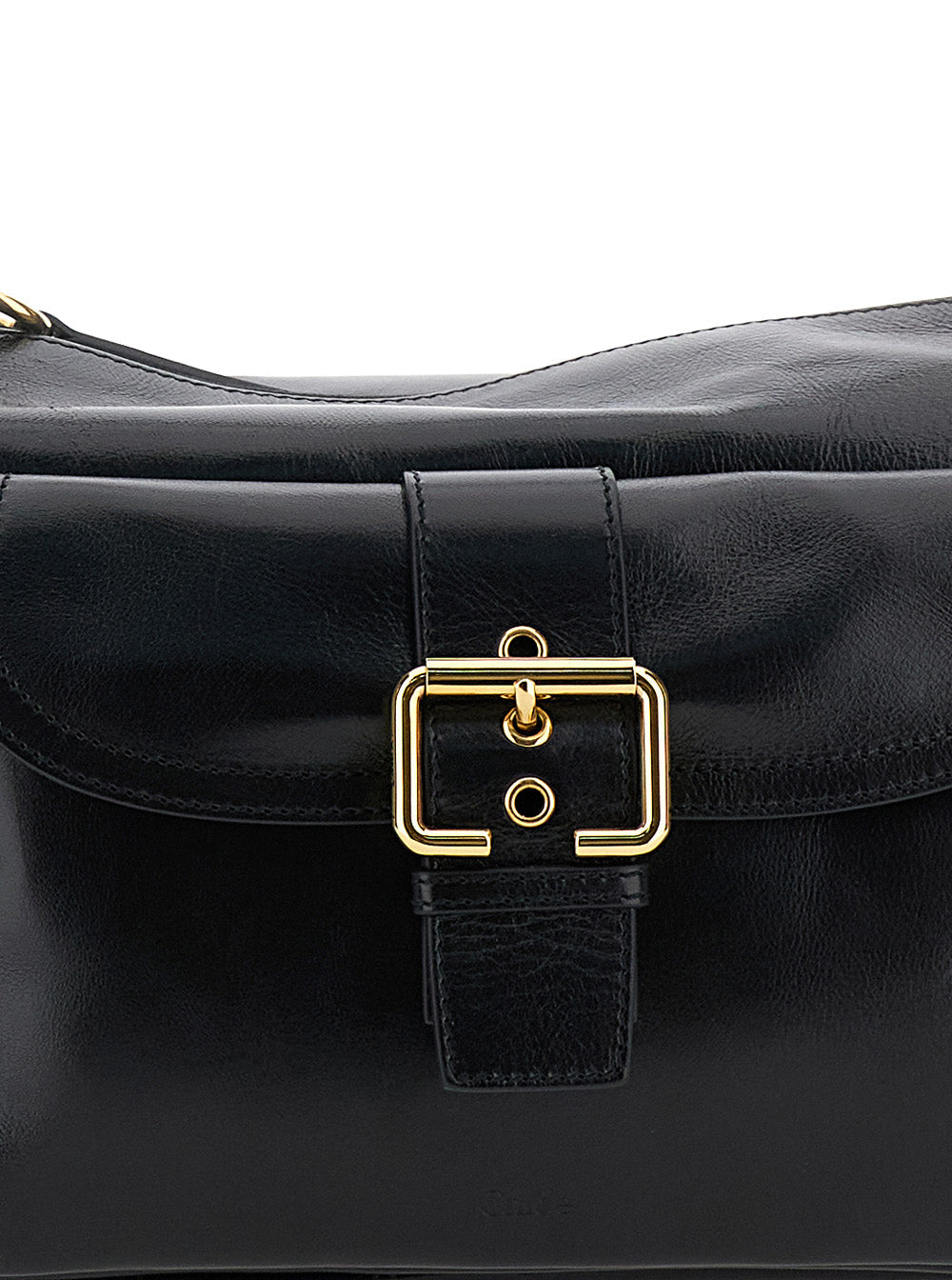 Chloé Women 'Camera Bag' Black Shoulder Bag With Logo Buckle And Removable Handle In Leather Woman