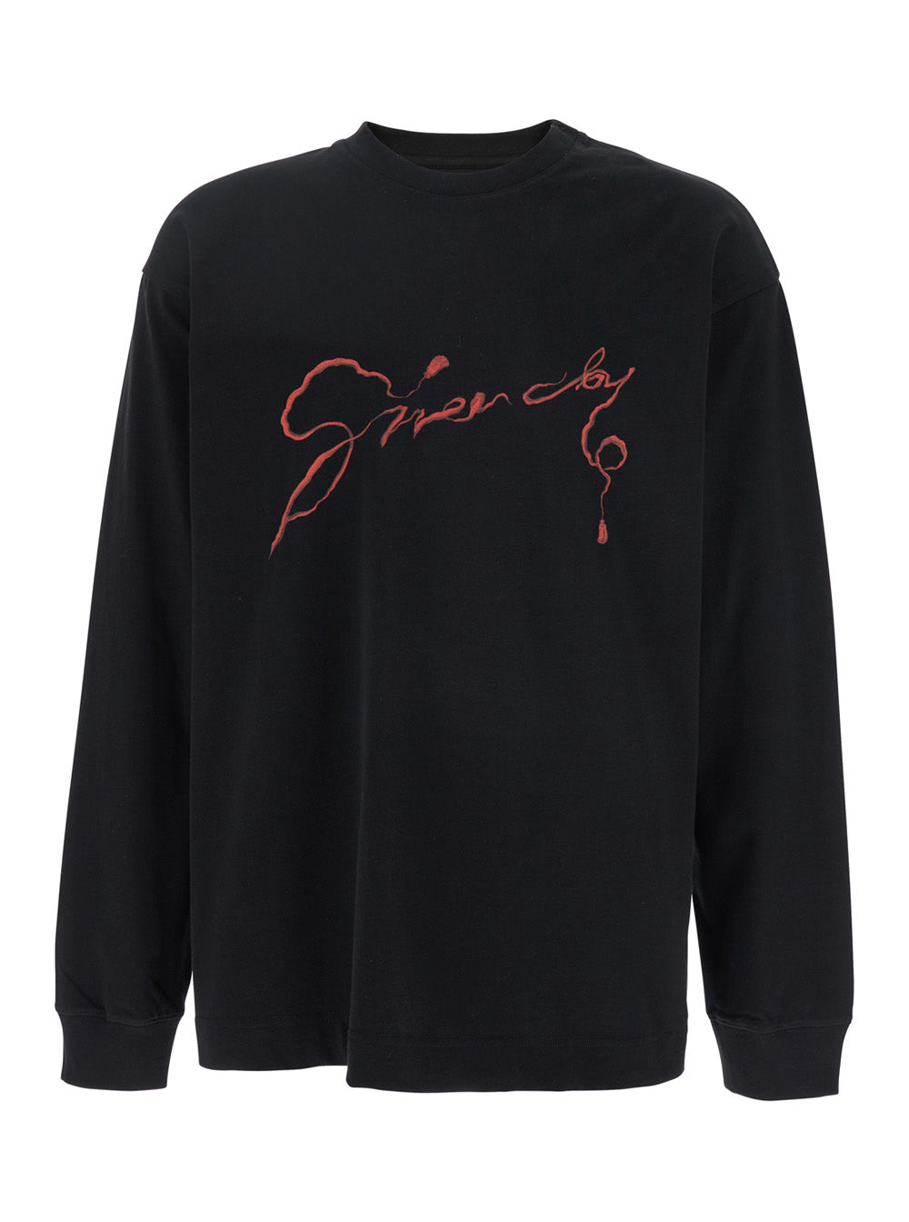 Givenchy Men Black Crewneck T-Shirt With Logo Lettering On The Front And Maxi Logo Print On The Rear In Cotton Man