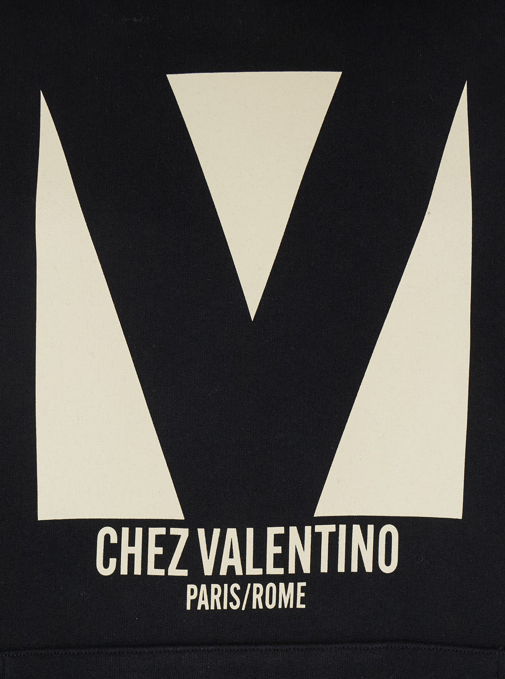 Valentino Men 'Chez' Black Hoodie With Drawstring Hood And Maxi Logo Print On The Front In Cotton Man