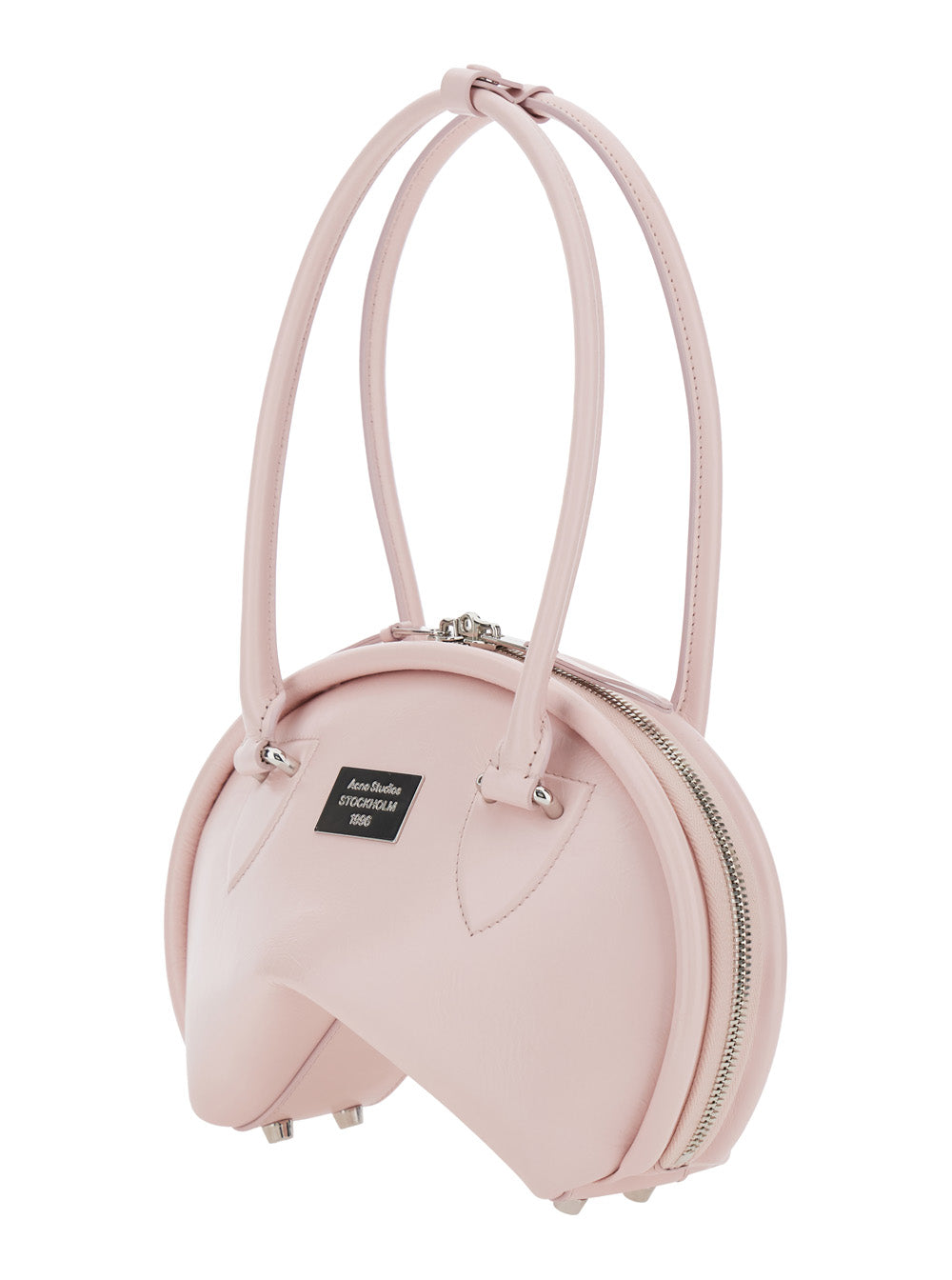 Acne Studios Women Pink Handbag With Two Top Handles And Logo Plaque On The Front In Leather Woman