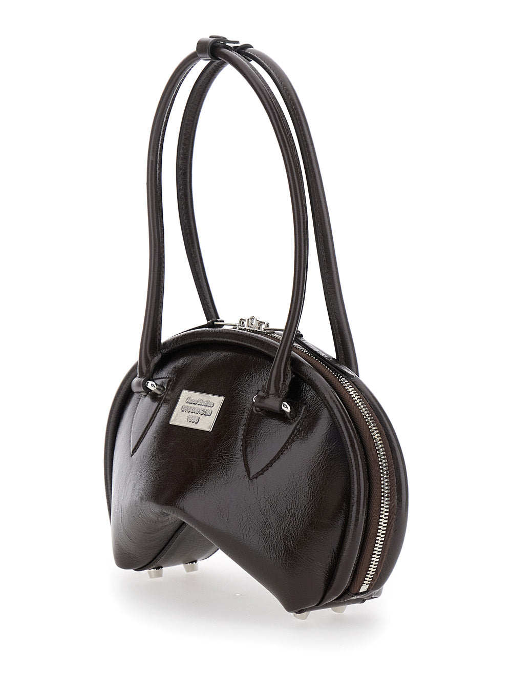 Acne Studios Women Black Handbag With Two Top Handles And Logo Plaque On The Front In Leather Woman
