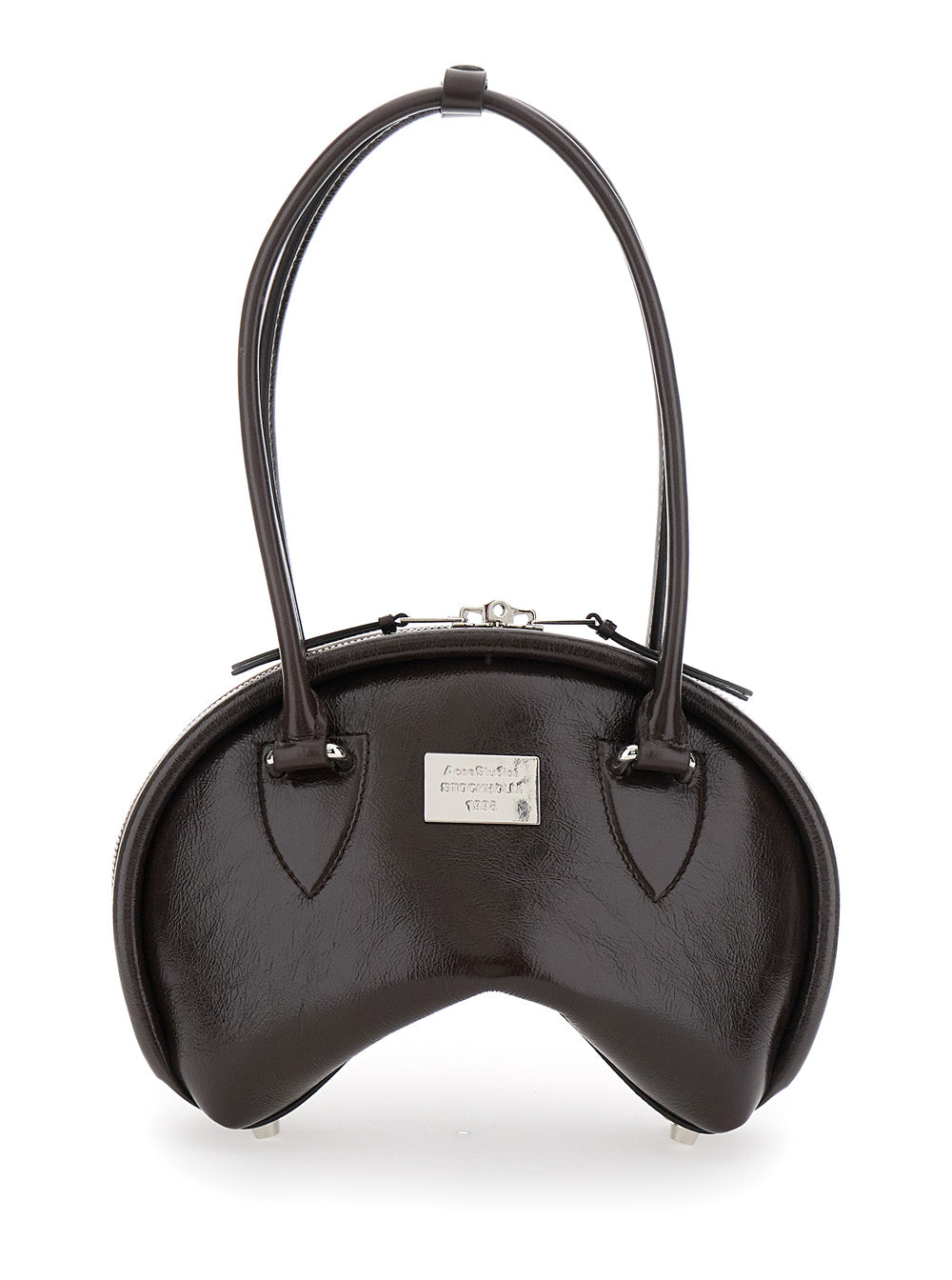 Acne Studios Women Black Handbag With Two Top Handles And Logo Plaque On The Front In Leather Woman