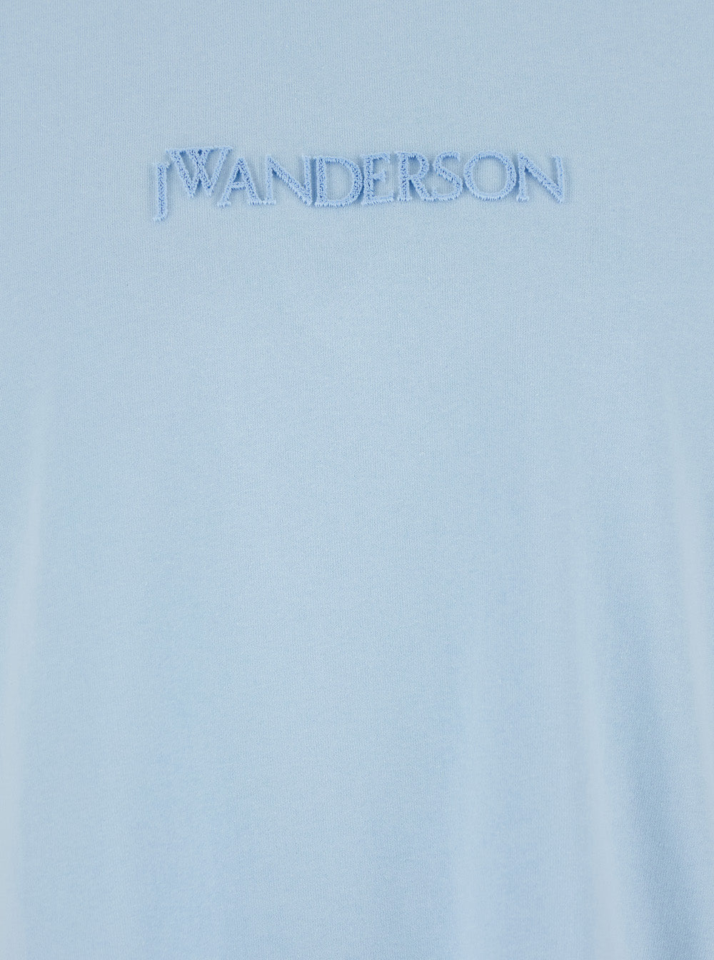 Jw Anderson Men Light Blue Crewneck T-Shirt With Logo Embroidery On The Front In Cotton Man