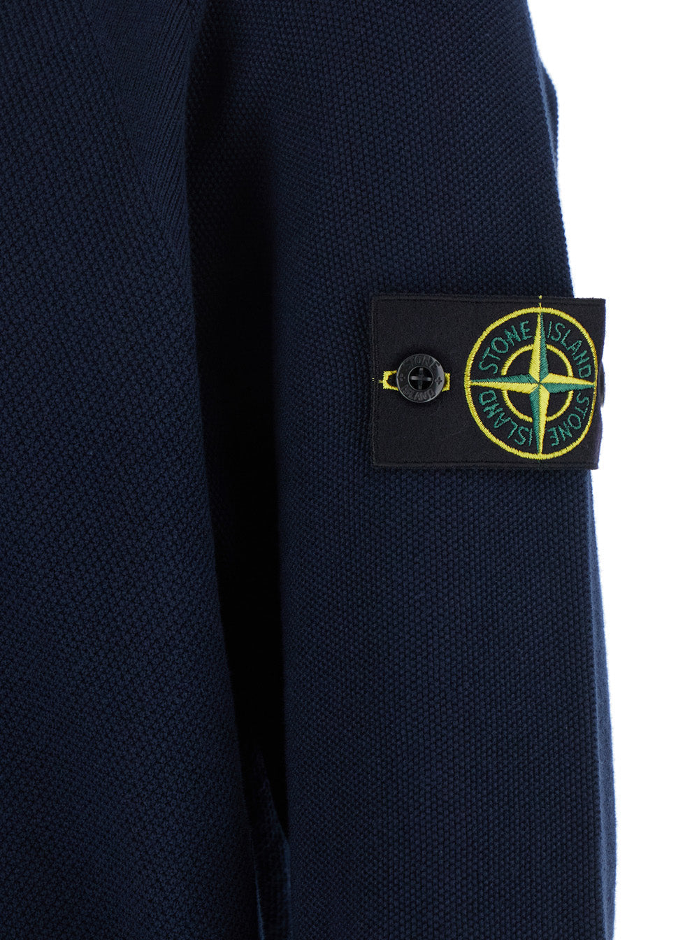 Stone Island Men Blue Crewneck T-Shirt With Removable Compass Logo Applied On The Sleeve In Cotton Man