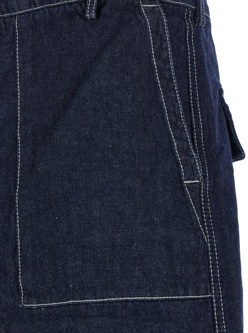 C.P. Company Men Dark Blue Shorts With Logo Patch On The Back In Denim Man