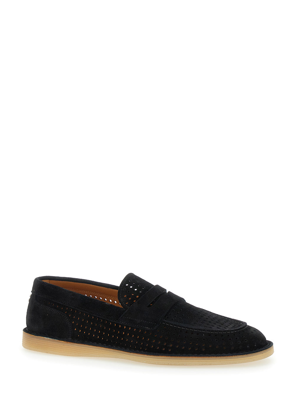 Dolce & Gabbana Men 'Florio' Black Loafers With Logo Detail On The Rear And Penny Slot In Suede Woman