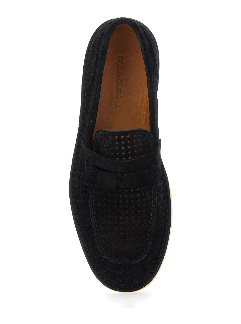 Dolce & Gabbana Men 'Florio' Black Loafers With Logo Detail On The Rear And Penny Slot In Suede Woman