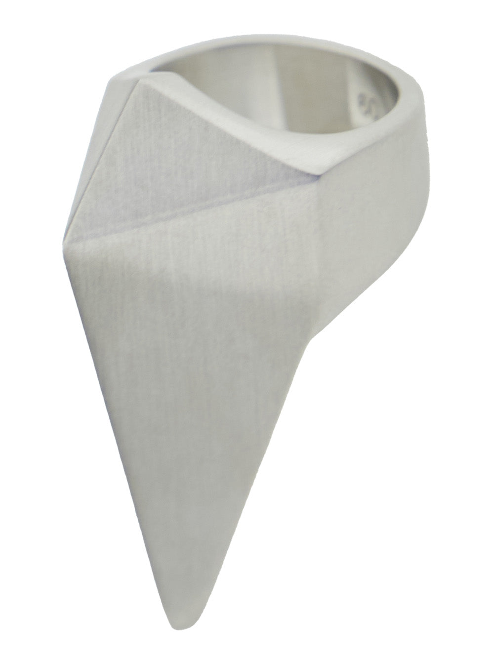 Rick Owens Men Metallic Ring With Pyramid Shaped Crystal In Brass And Hematite Man