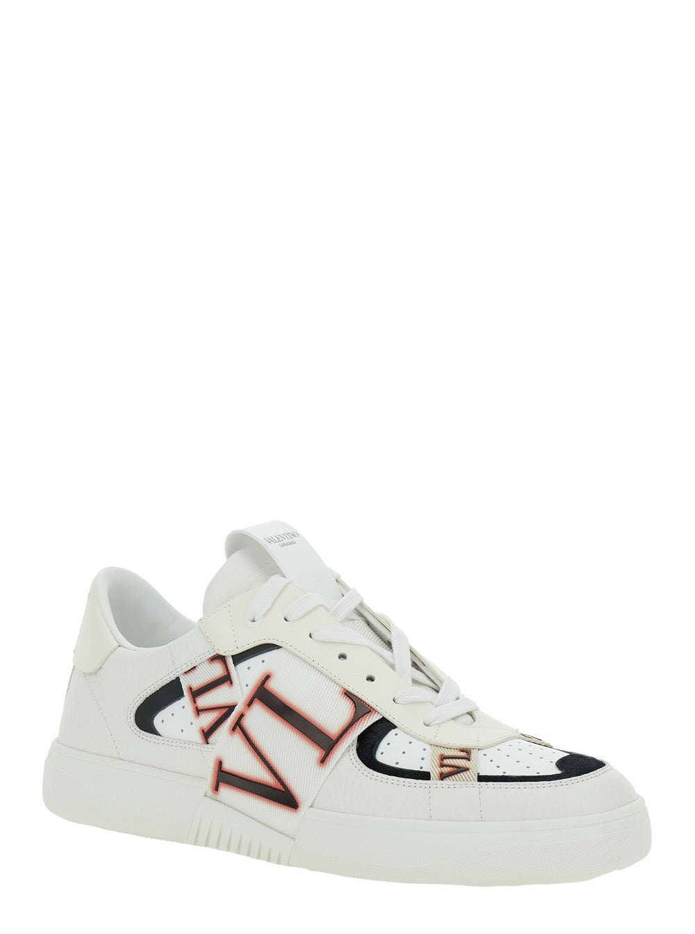 Valentino Garavani Men 'Vl7n' White Sneakers With Maxi Logo Print And Logo Patch On The Tongue In Leather Man