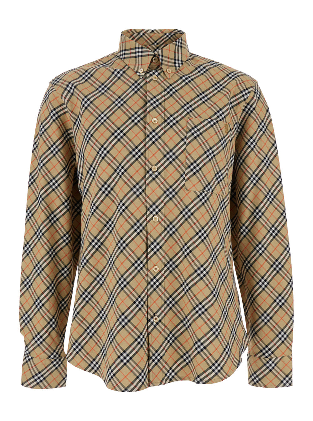 Burberry Men Beige Shirt With All-Over Vintage Check Motif In Cotton Man
