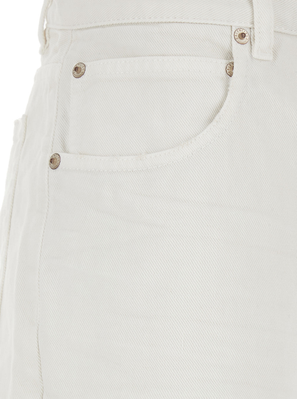 Balenciaga Women White Five Pocket Jeans With Ripped Hem In Cotton Woman