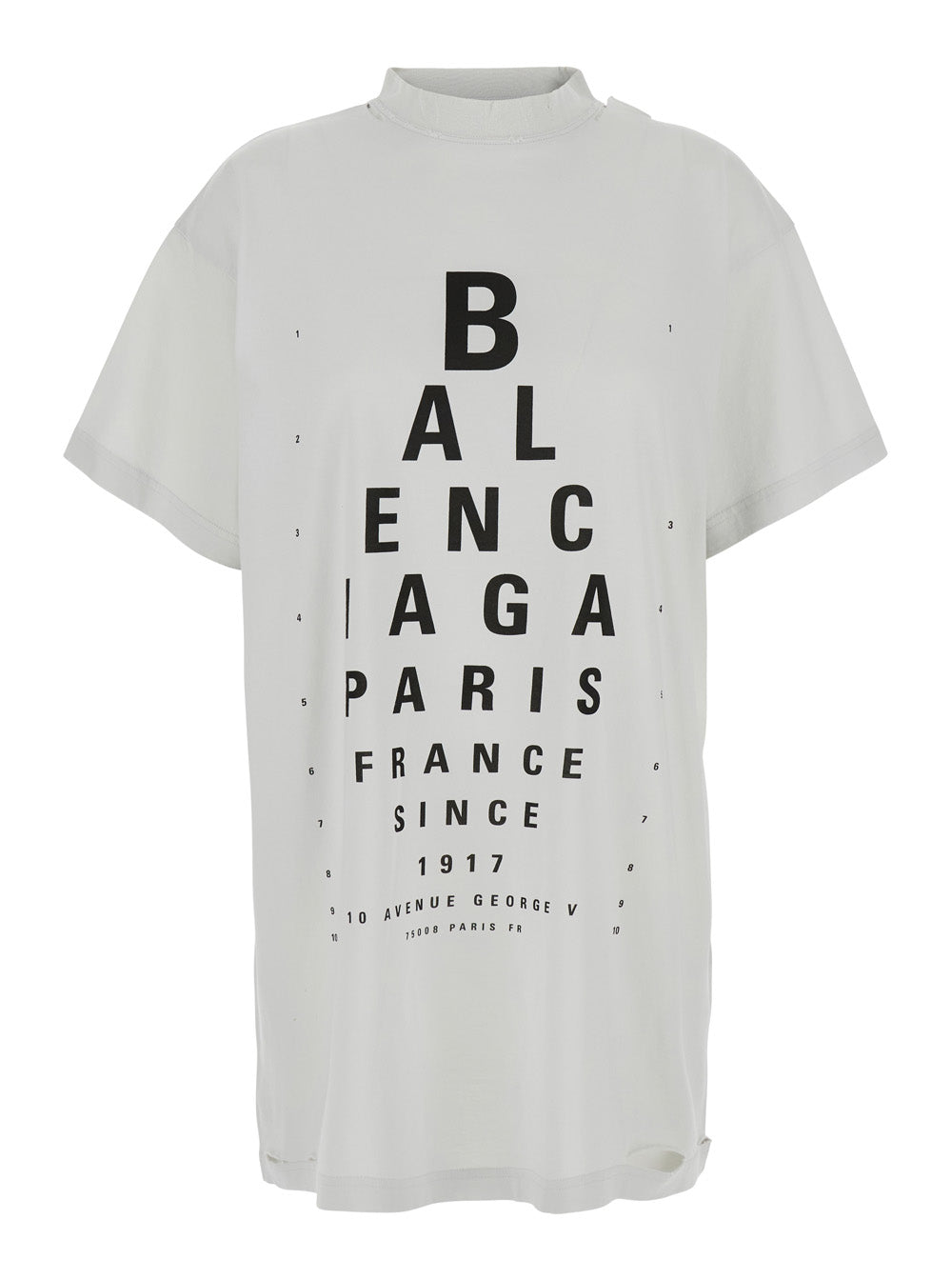 Balenciaga Women White T-Shirt With Logo Printed On The Front And Torn Details In Cotton Woman