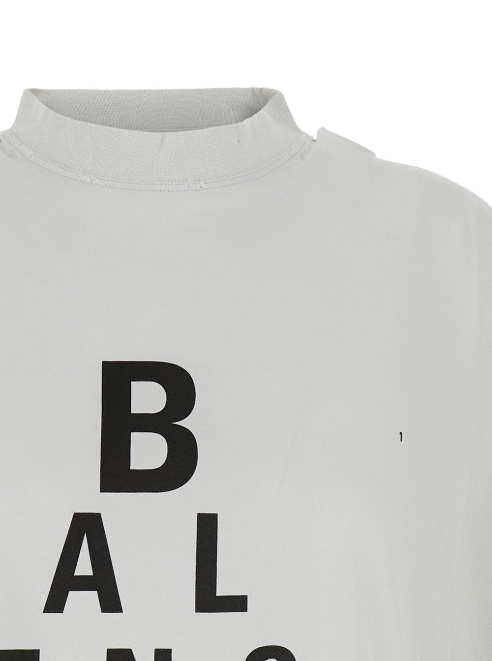 Balenciaga Women White T-Shirt With Logo Printed On The Front And Torn Details In Cotton Woman