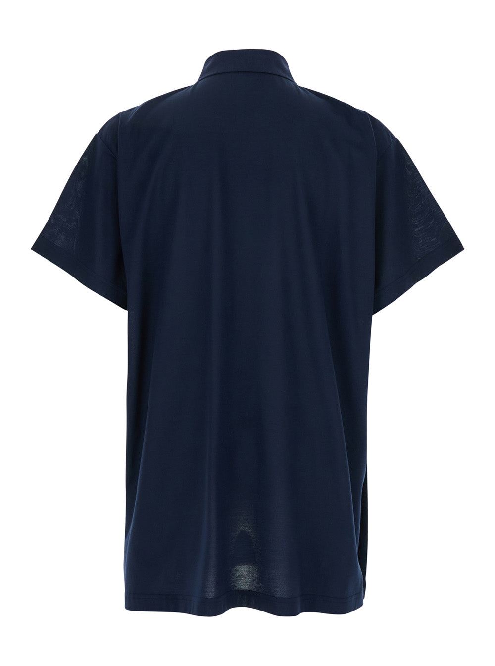 Balenciaga Men Blue Polo Shirt With Embroidered Logo On The Front In Tone On Tone Cotton Piquet Man