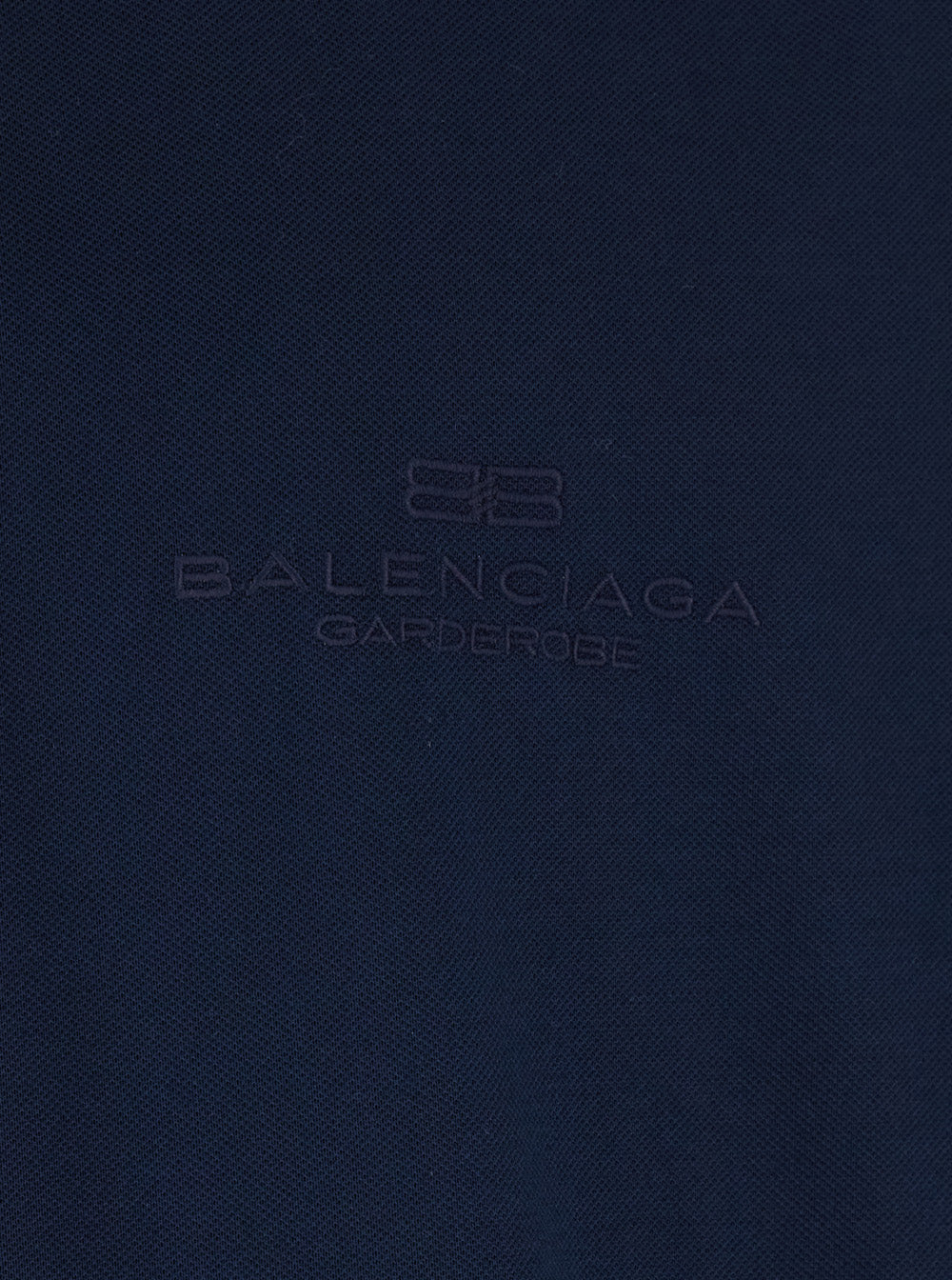 Balenciaga Men Blue Polo Shirt With Embroidered Logo On The Front In Tone On Tone Cotton Piquet Man
