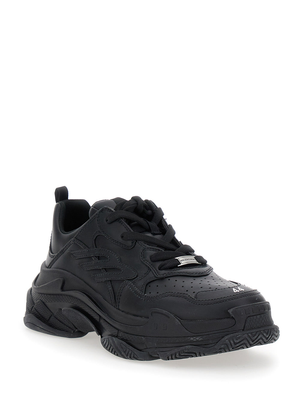 Balenciaga Men 'Triple S Sporty' Black Sneaker With 3B Logo Embroidered On The Side And Worn Effect In Tech Fabric Man