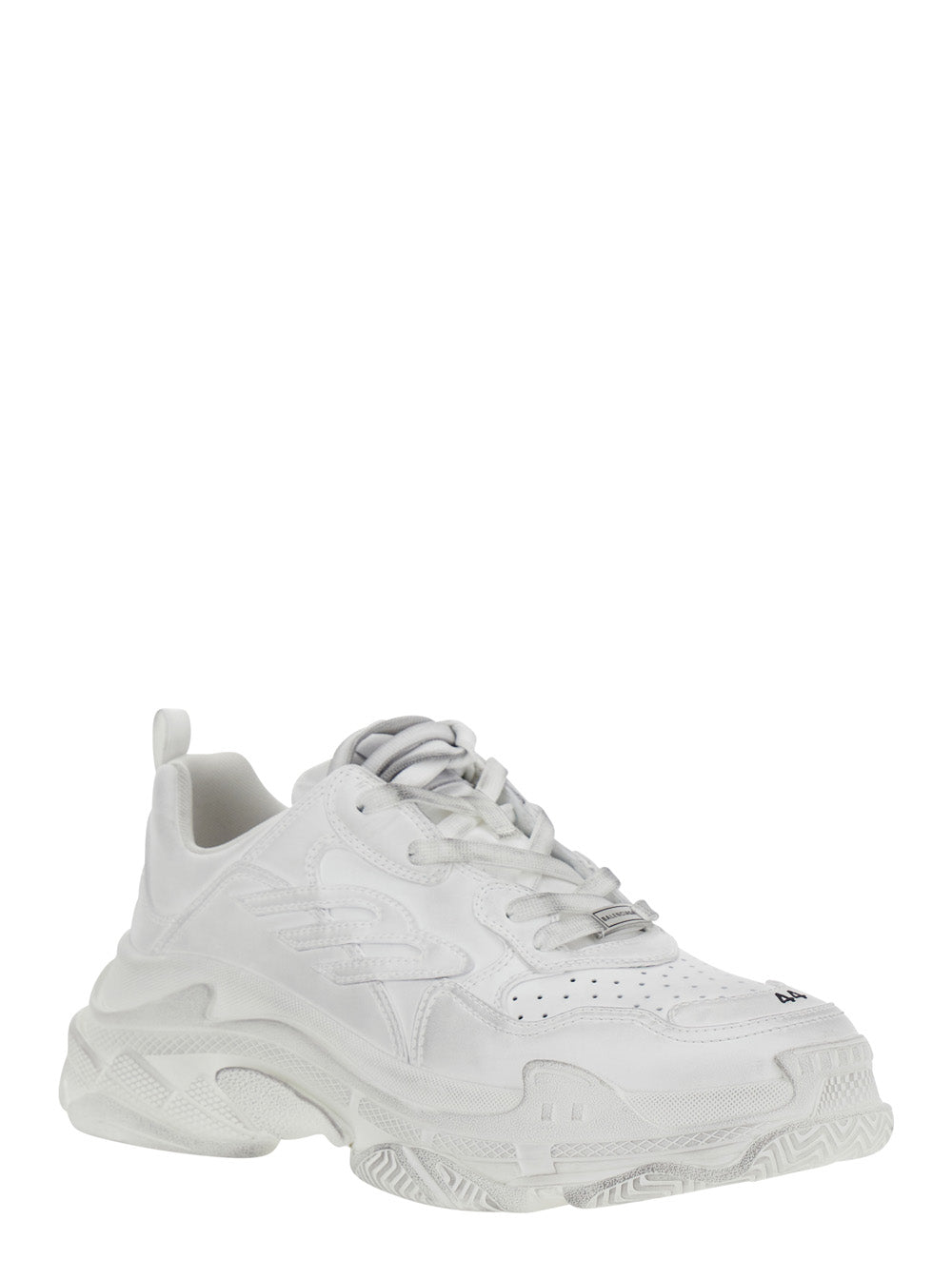 Balenciaga Men 'Triple S Sporty' White Sneaker With 3B Logo Embroidered On The Side And Worn Effect In Tech Fabric Man