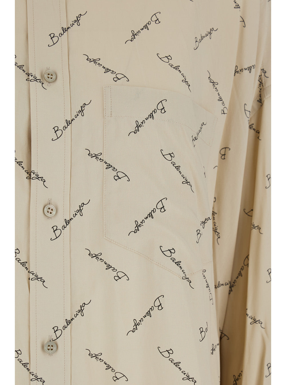 Balenciaga Women Beige Oversized Shirt With All-Over Printed Logo In Viscose Woman