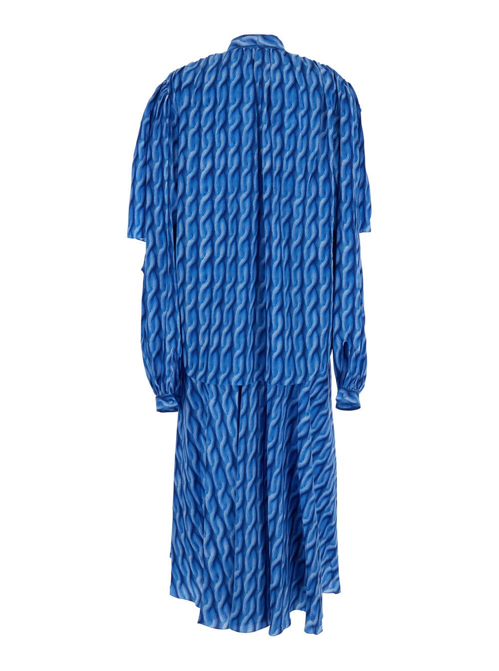 Balenciaga Women Blue Long Dress With All-Over Print And Bow Closure In Fabric Woman