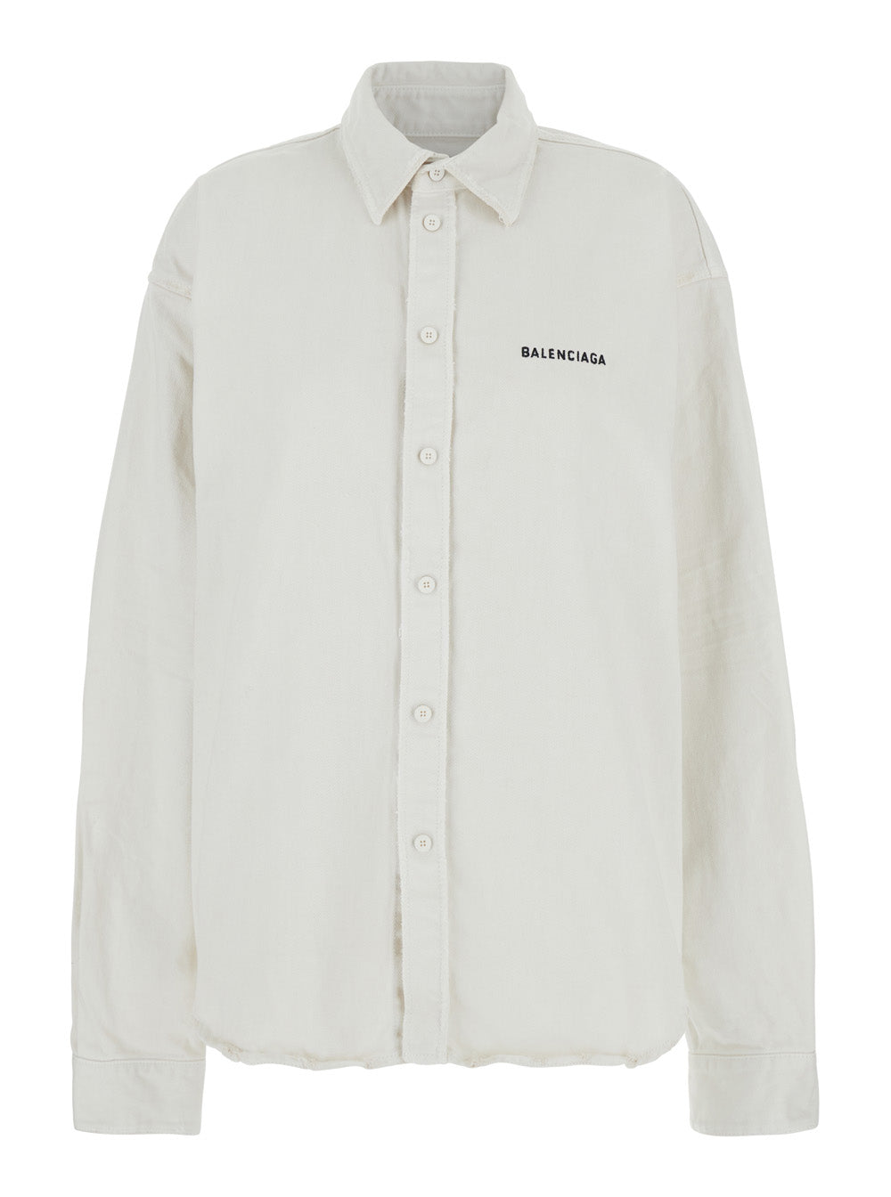 Balenciaga Women White Shirt With Lettering Logo Embroidered On The Front In Cotton Woman
