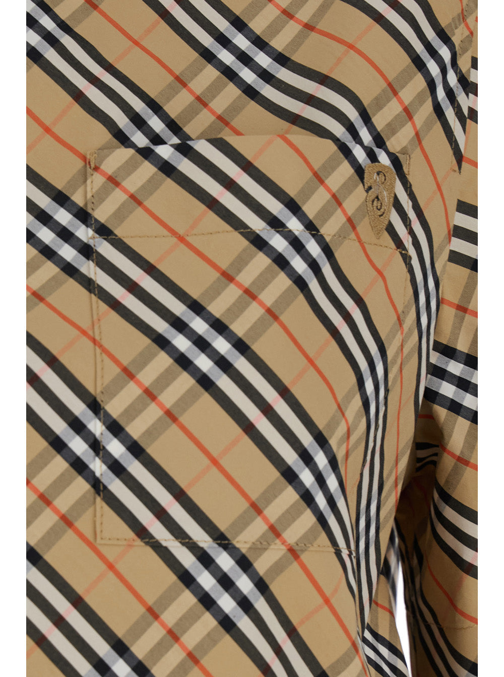 Burberry Women Beige Crop Shirt With All-Over Check Motif In Cotton Woman