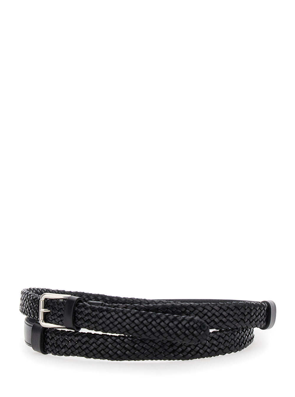 Dolce & Gabbana Men Black Belt With Buckle Closure And Interwoven Design In Leather Man