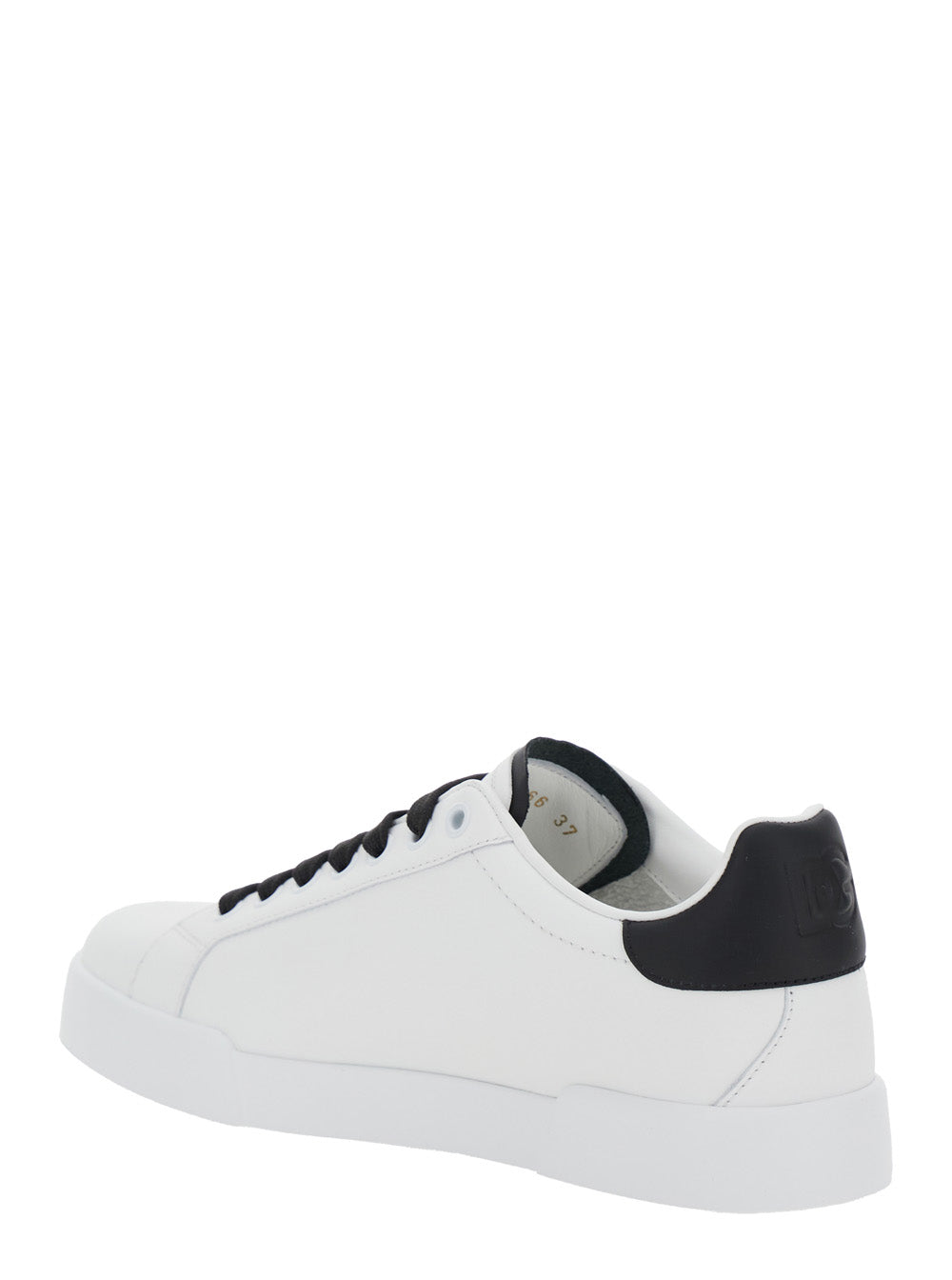 Dolce & Gabbana Women 'Portofino Light' White Sneakers With Perforated Logo On The Side And Logo Patch On The Tongue In Leather Woman