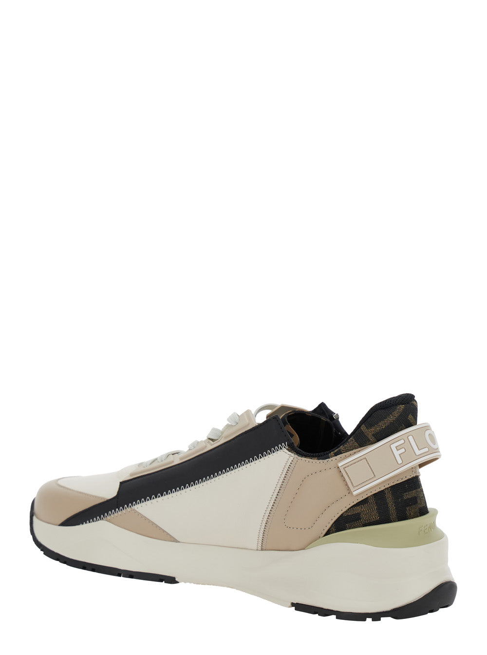 Fendi Men 'Fendi Flow' Beige Low-Top Sneaker With Logo Detail In Leather Man